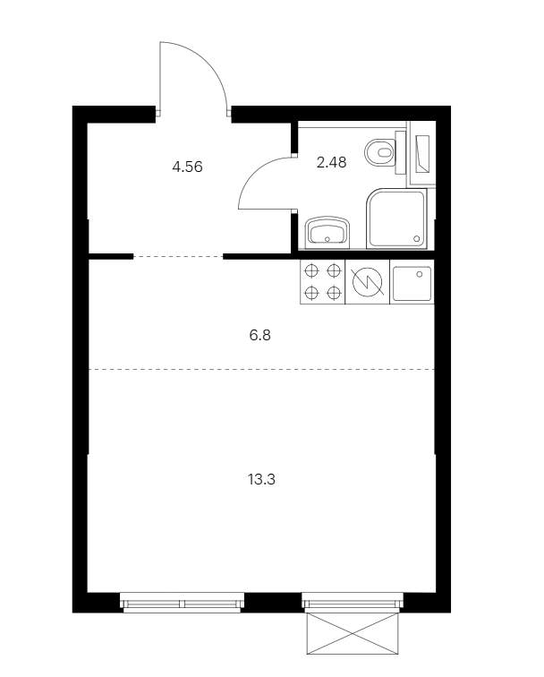 Квартира студия 27.14 м², 11/12 эт., ЖК «Таллинский парк»